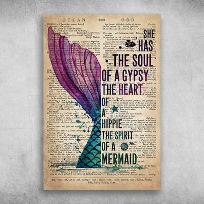 Soul Of A Gypsy Heart Of A Hippie Spirit Of A Mermaid Hippie Poster, Canvas