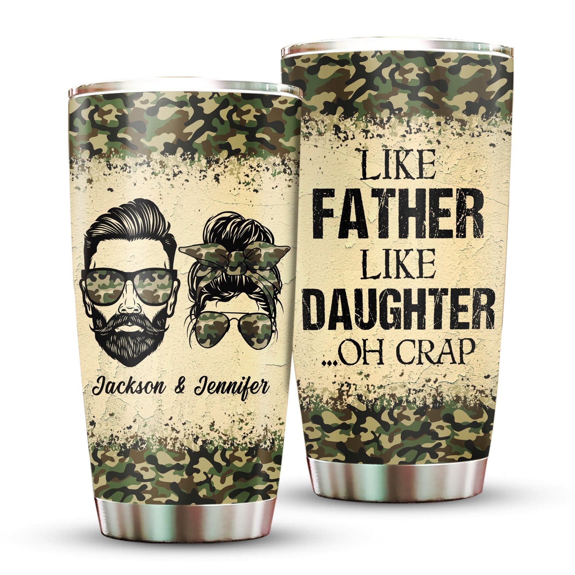 Personalized Like Father Like Daughter Oh Crap Camo Father's Day Tumbler