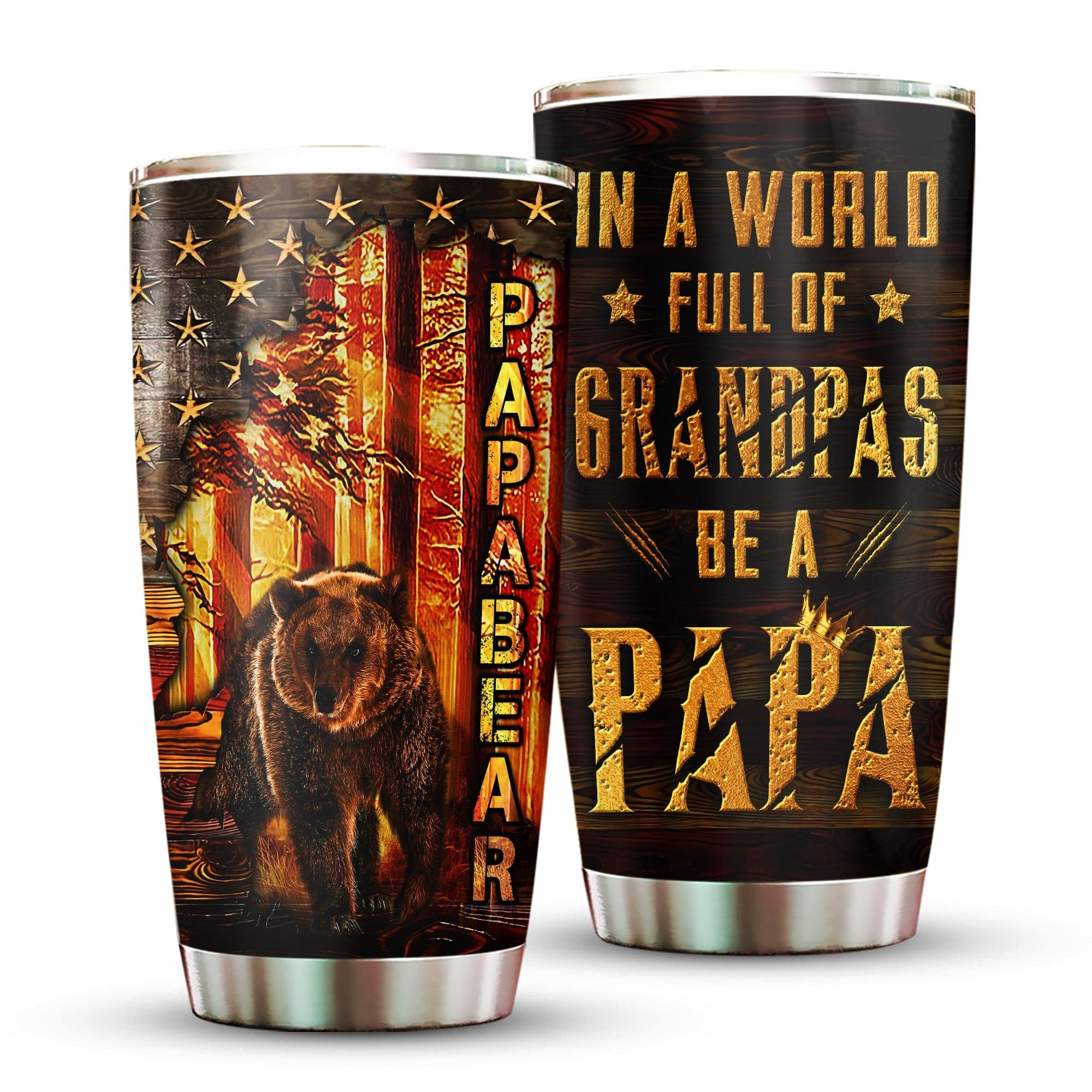 Papabear In A World Full Of Grandpas Be A Papa Father's Day Tumbler