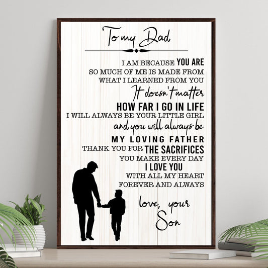 Para mi papá, amor de parte de mi hijo, póster del Día del Padre, lienzo