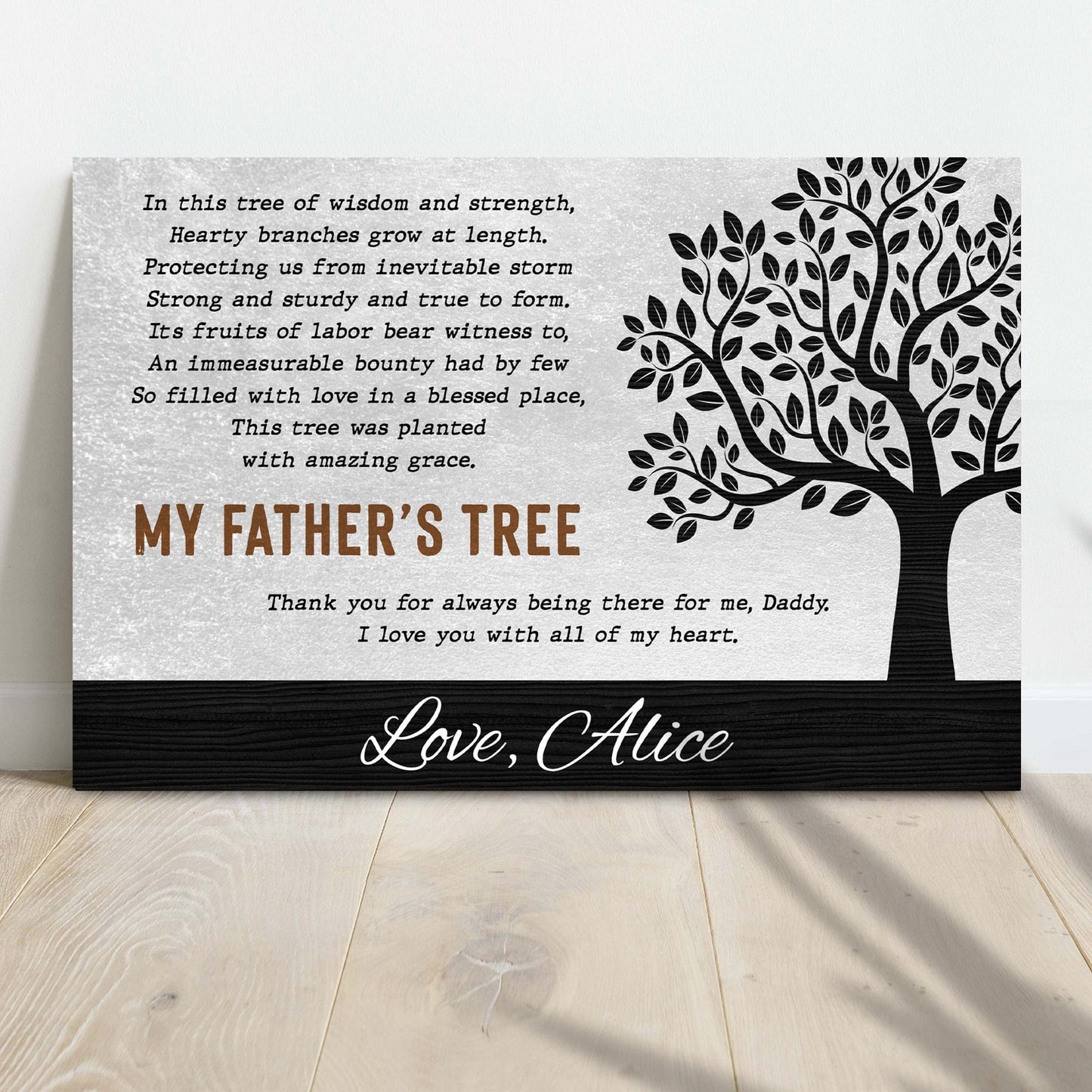 Póster personalizado del Día del Padre con el árbol del Padre, lienzo