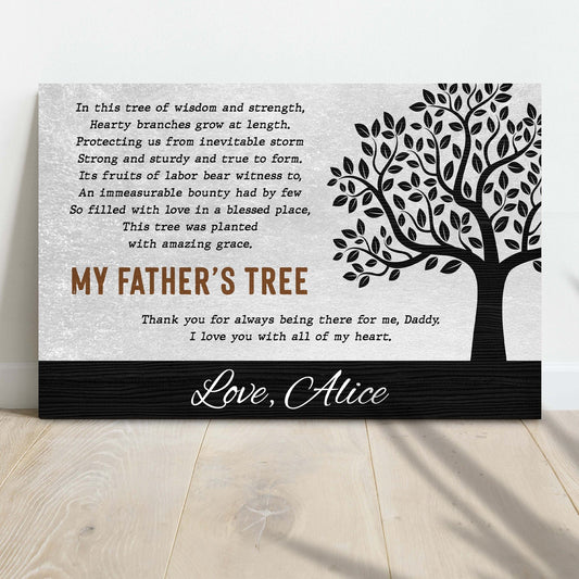 Póster personalizado del Día del Padre con el árbol del Padre, lienzo
