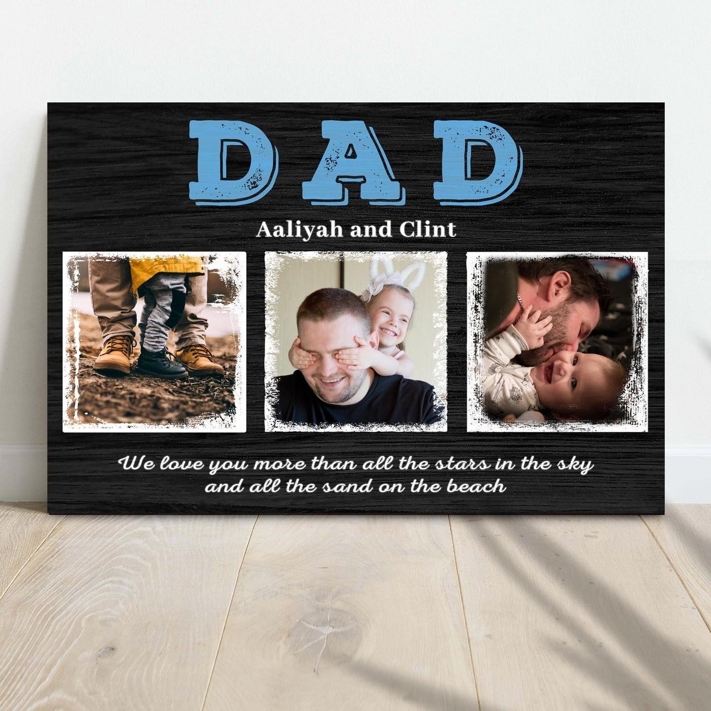 Póster personalizado del Día del Padre "Te amamos más que las estrellas en el cielo", lienzo