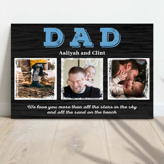 Póster personalizado del Día del Padre "Te amamos más que las estrellas en el cielo", lienzo