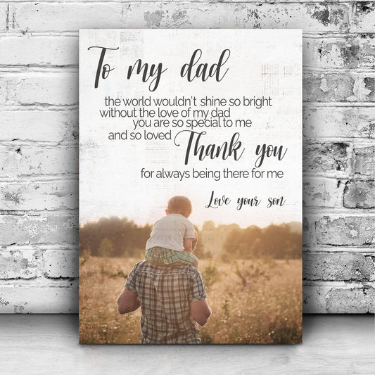 Para mi papá, amor de parte de mi hijo, póster del Día del Padre, lienzo
