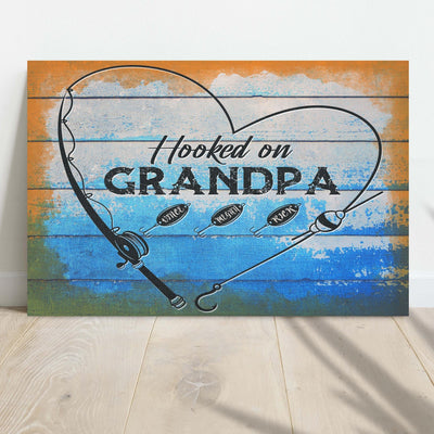 Hooked On Grandpa Fishing Father's Day Poster, Canvas