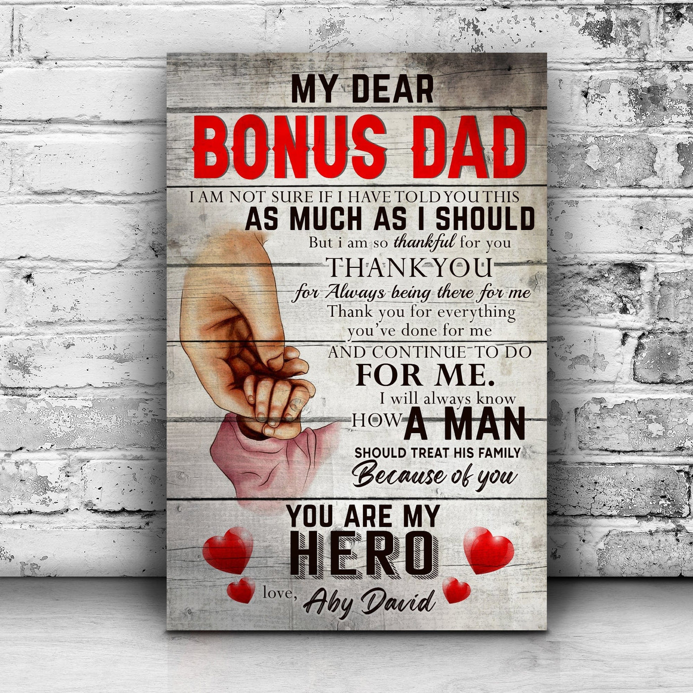 Personalized To My Bonus Dad, Stepdad Father's Day Poster, Canvas