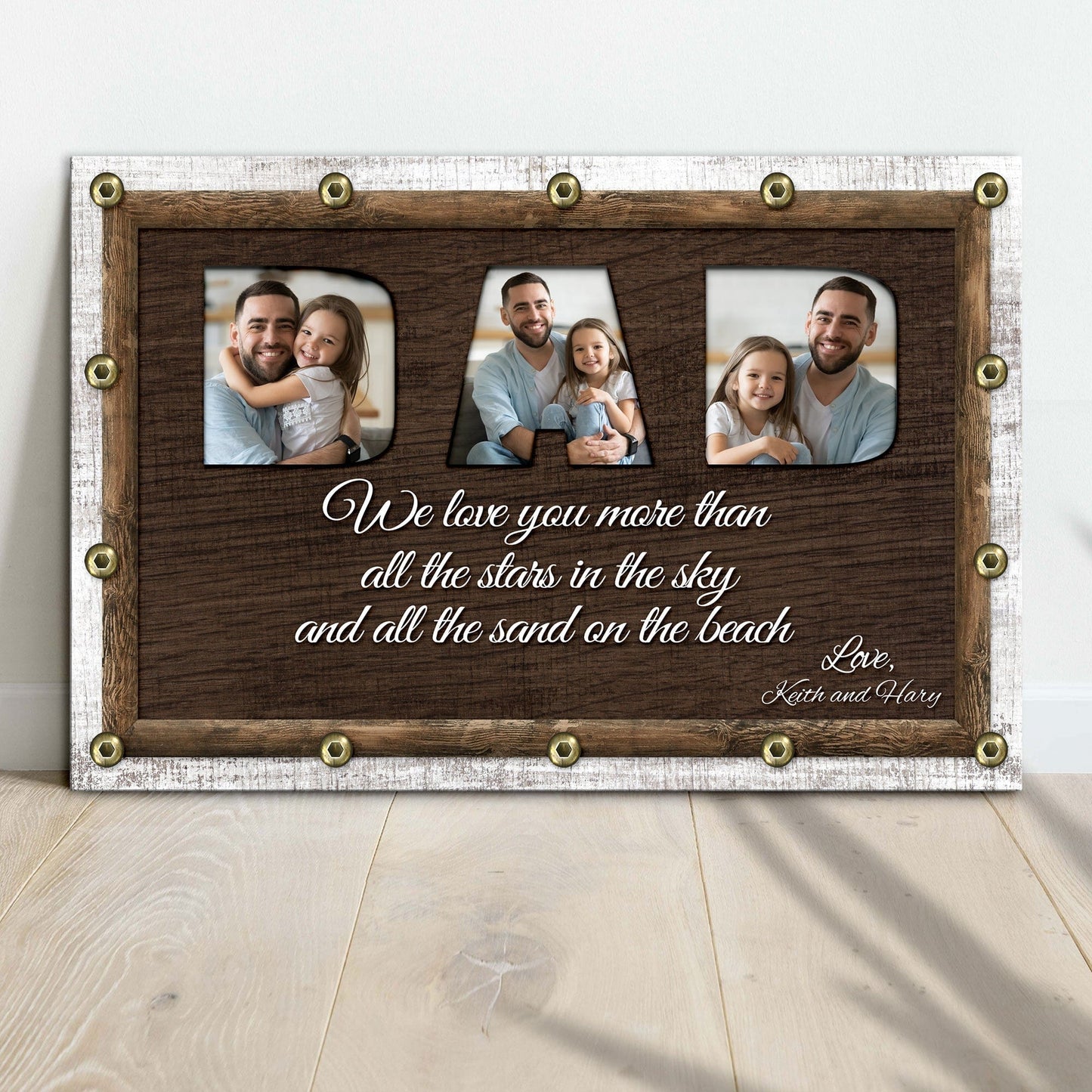 Póster personalizado del Día del Padre "Te amamos más que las estrellas en el cielo", lienzo