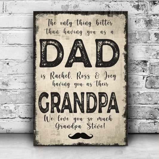 Póster personalizado del Día del Padre "Abuelo, te amamos mucho", lienzo