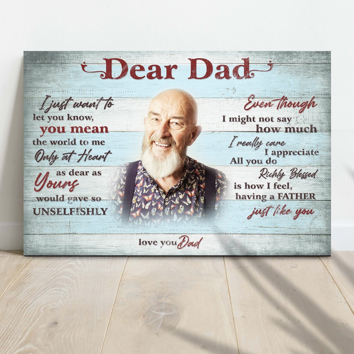 Póster personalizado del Día del Padre "Querido papá, significas mucho para mí", lienzo