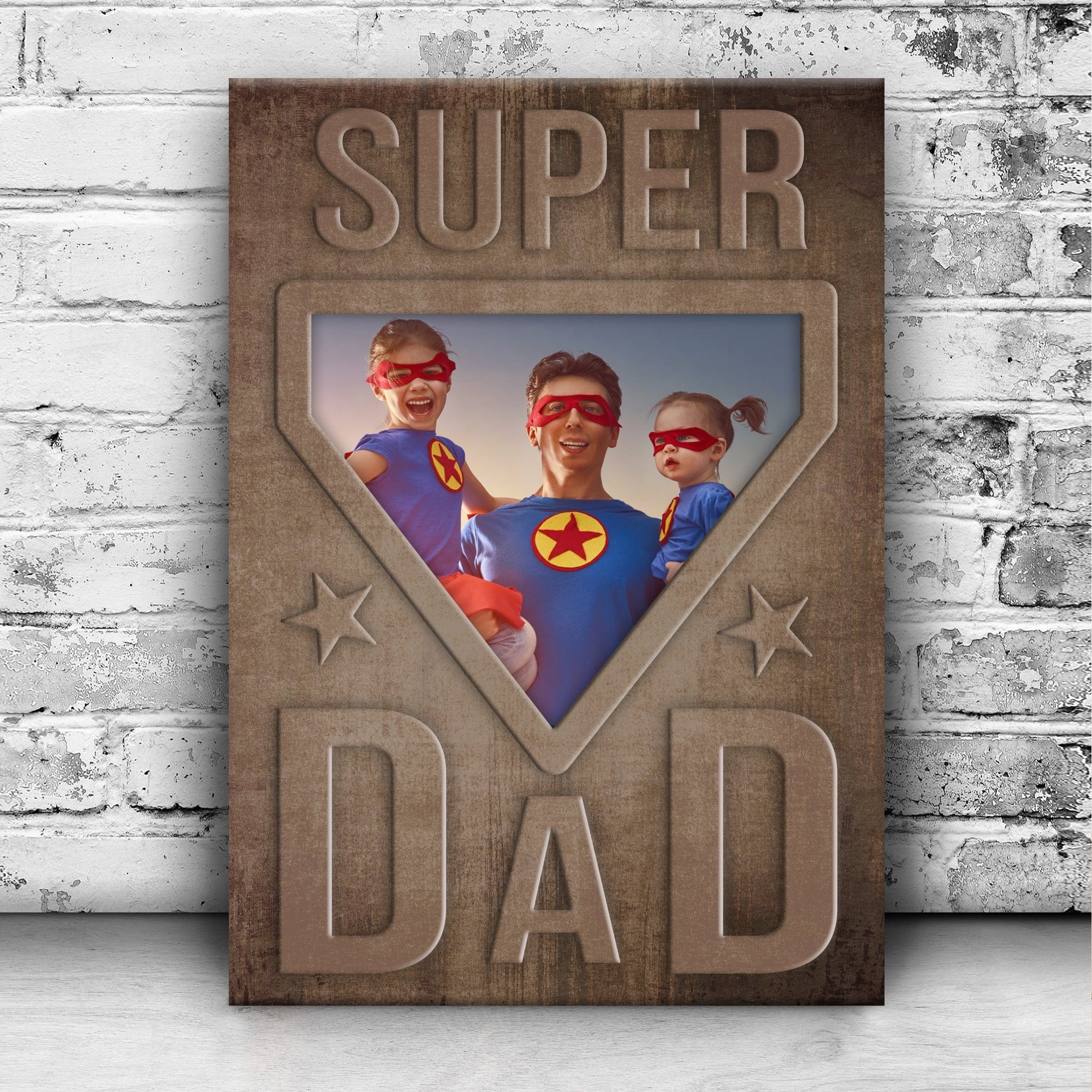 Póster personalizado del Día del Padre con cara personalizada y súper papá, lienzo