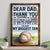 Dear Dad Thank You Foe Being My Biggest Fan Father's Day Poster, Canvas