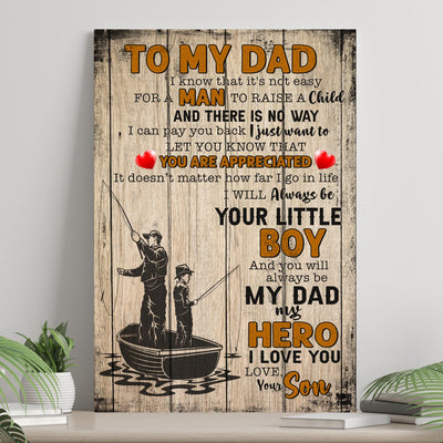 To My Dad Gift From Son Fishing Father's Day Poster, Canvas