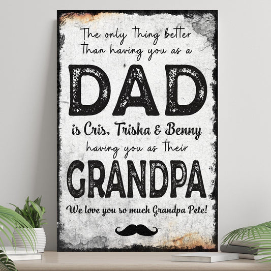 Póster personalizado del Día del Padre "Abuelo, te amamos mucho", lienzo