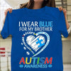 Autism Awareness Shirt For Kids, I Wear Blue For Brother, Puzzle Piece Heart