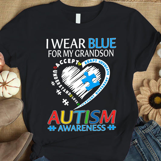 Camisetas ideales para abuelas que concientizan sobre el autismo. Me pongo azul para que mi nieto las acepte.