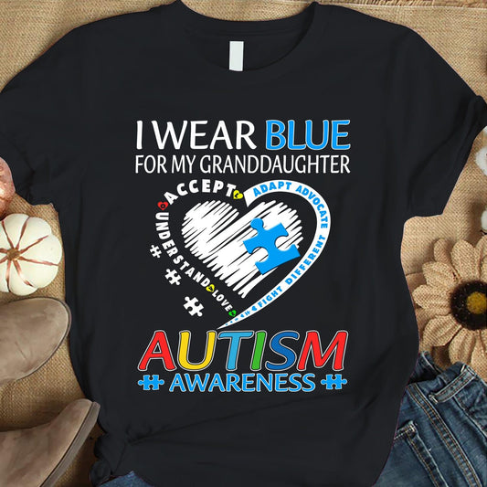 Camisetas de abuela autista, uso azul para mi nieta