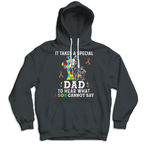 It Takes Special Dad To Hear What Son Cannot Say, Puzzle Piece Road Ribbon, Autism Dad Shirts