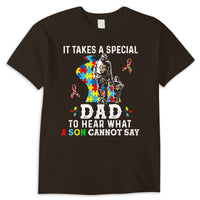 It Takes Special Dad To Hear What Son Cannot Say Puzzle Piece Road Ribbon Autism Dad Shirts