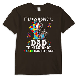 It Takes Special Dad To Hear What Son Cannot Say Puzzle Piece Road Ribbon Autism Dad Shirts