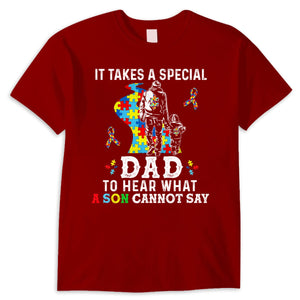 It Takes Special Dad To Hear What Son Cannot Say Puzzle Piece Road Ribbon Autism Dad Shirts