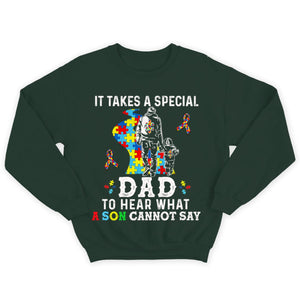 It Takes Special Dad To Hear What Son Cannot Say Puzzle Piece Road Ribbon Autism Dad Shirts