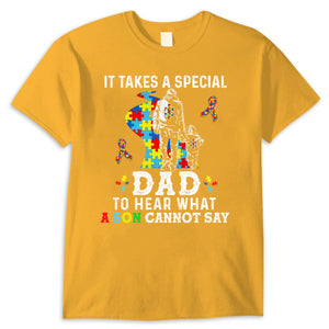 It Takes Special Dad To Hear What Son Cannot Say, Puzzle Piece Road Ribbon, Autism Dad Shirts