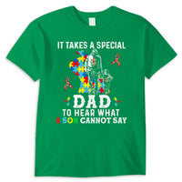 It Takes Special Dad To Hear What Son Cannot Say Puzzle Piece Road Ribbon Autism Shirt For Kids