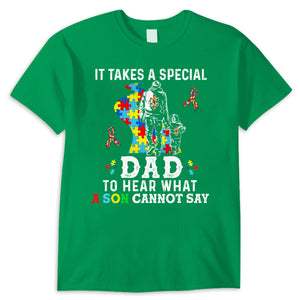 It Takes Special Dad To Hear What Son Cannot Say Puzzle Piece Road Ribbon Autism Dad Shirts