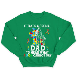 It Takes Special Dad To Hear What Son Cannot Say Puzzle Piece Road Ribbon Autism Dad Shirts