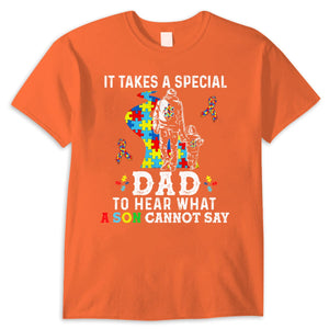 It Takes Special Dad To Hear What Son Cannot Say, Puzzle Piece Road Ribbon, Autism Dad Shirts