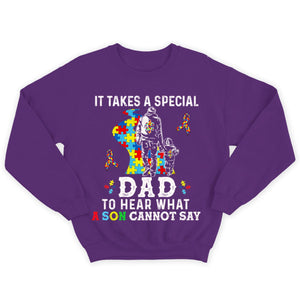 It Takes Special Dad To Hear What Son Cannot Say, Puzzle Piece Road Ribbon, Autism Dad Shirts