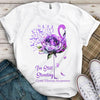 Cystic Fibrosis Awareness T Shirt I'm Still Standing, Purple Cool Flamingo