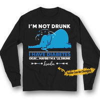 Personalized Diabetes Shirts I'm Not Drunk I Have Diabetes With Elephant, Custom Name