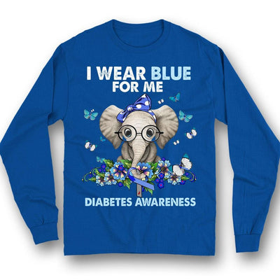 Diabetes Shirts, I Wear Blue For Me With Elephant