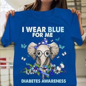 Camisetas para diabéticos, me visto de azul para mí con elefante