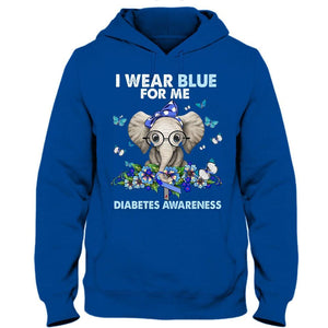 Diabetes Shirts, I Wear Blue For Me With Elephant