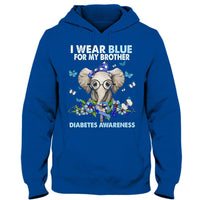 I Wear Blue For My Brother, Elephant Diabetes Awareness Support Shirt