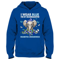 I Wear Blue For My Granddaughter, Elephant Type 1 Diabetes Awareness Support Shirt