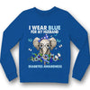 I Wear Blue For My Husband, Elephant Diabetes Awareness Support Shirt