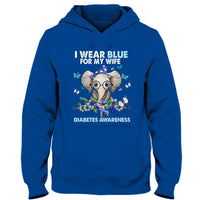 I Wear Blue For My Wife, Elephant Diabetes Awareness Support Shirt