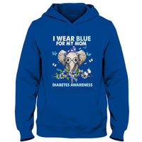 I Wear Blue For My Mom, Elephant Diabetes Awareness Support Shirt