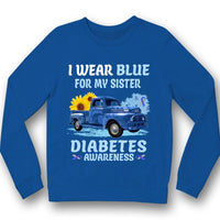 I Wear Blue For My Sister, Ribbon Sunflower Car, Diabetes Awareness Shirt