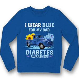 Diabetes Awareness Shirts, I Wear Blue For My Dad, Ribbon Sunflower Car