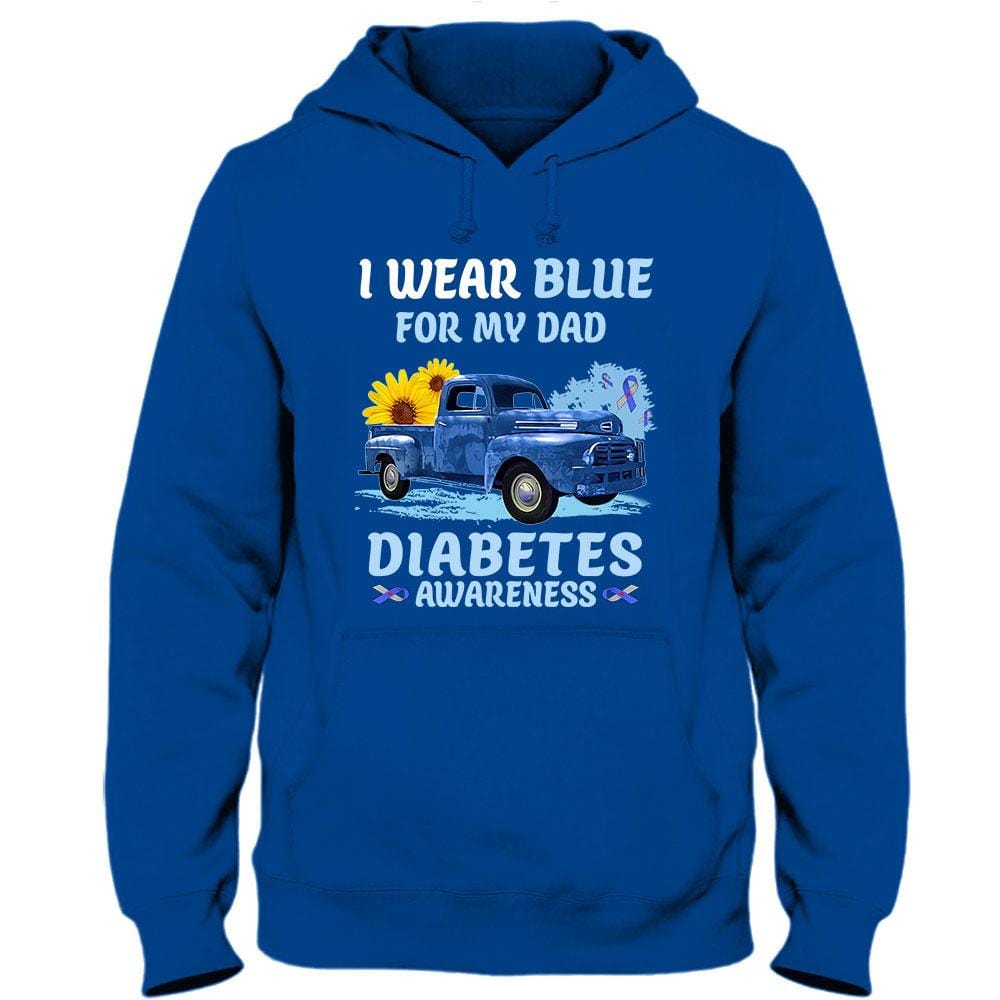 Diabetes Awareness Shirts, I Wear Blue For My Dad, Ribbon Sunflower Car