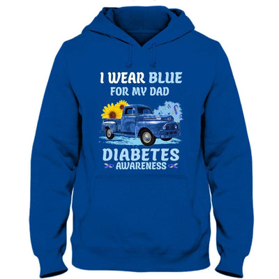 Diabetes Awareness Shirts, I Wear Blue For My Dad, Ribbon Sunflower Car