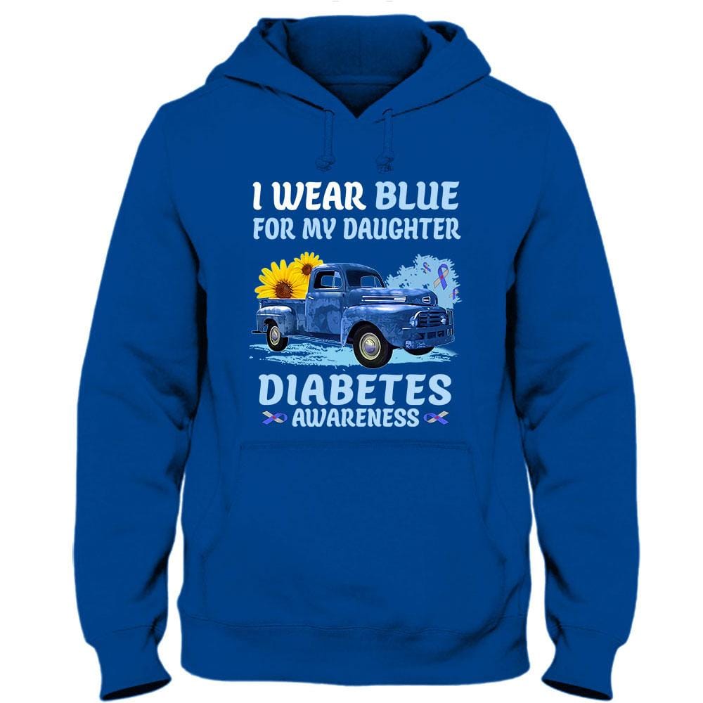 Diabetes Shirts, I Wear Blue For Daughter, Ribbon Sunflower Car