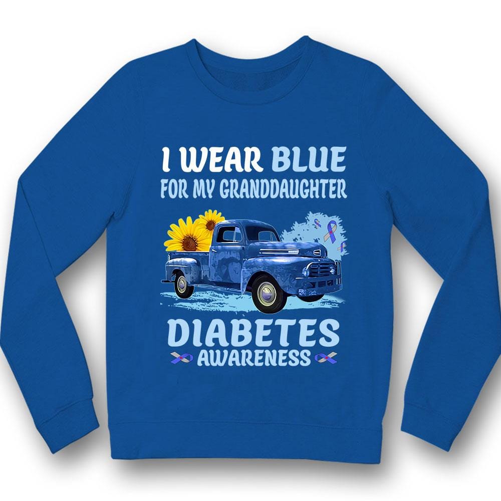 Diabetes Awareness Shirt, I Wear Blue For My Granddaughter, Ribbon Sunflower Car