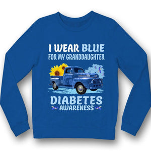 Diabetes Awareness Shirt, I Wear Blue For My Granddaughter, Ribbon Sunflower Car