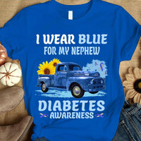I Wear Blue For My Nephew, Ribbon Sunflower Car, Diabetes Awareness Shirt